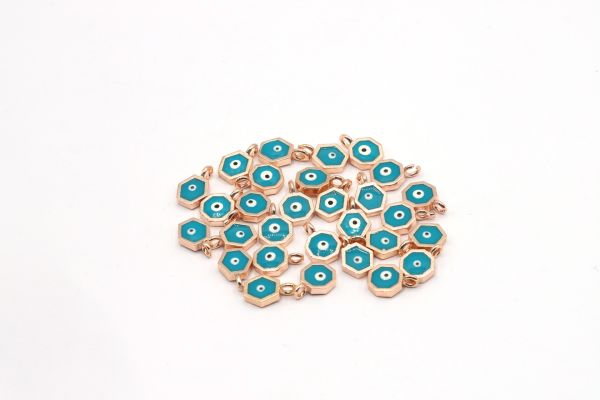 18k Rose Gold Evil Eye Charm • 12x8mm • Evil Eye Necklace Pendant