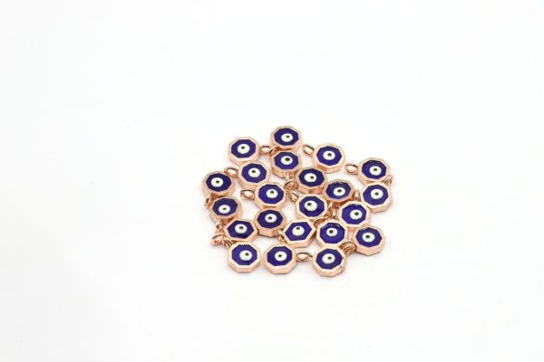18k Rose Gold Evil Eye Charm • 12x8mm • Evil Eye Necklace Pendant