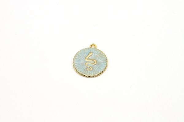 24k Gold Plated Snake Charm・24x25mm Gold Enamel Pendant・Necklace For Pendant・
