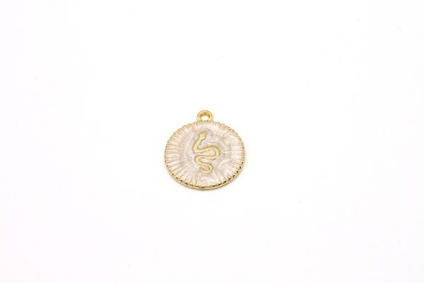 24k Gold Plated Snake Charm・24x25mm Gold Enamel Pendant・Necklace For Pendant・