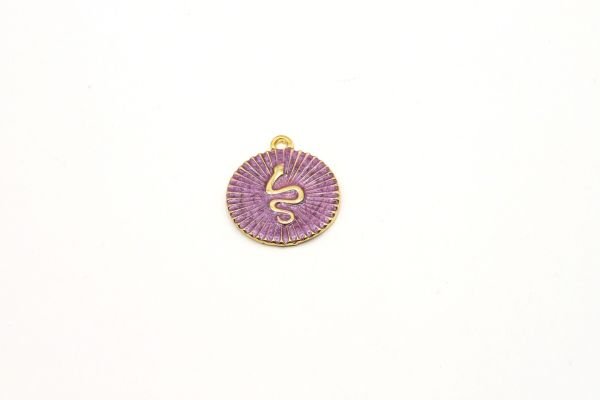 24k Gold Plated Snake Charm・24x25mm Gold Enamel Pendant・Necklace For Pendant・
