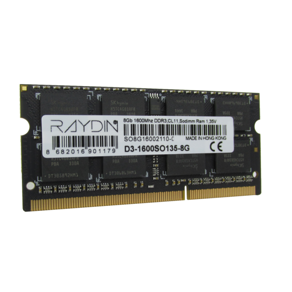 RAYDIN D3-1600SO135-8G 8GB, DDR3, 1600Mhz, 1,35V, CL11, Notebook SODIMM RAM