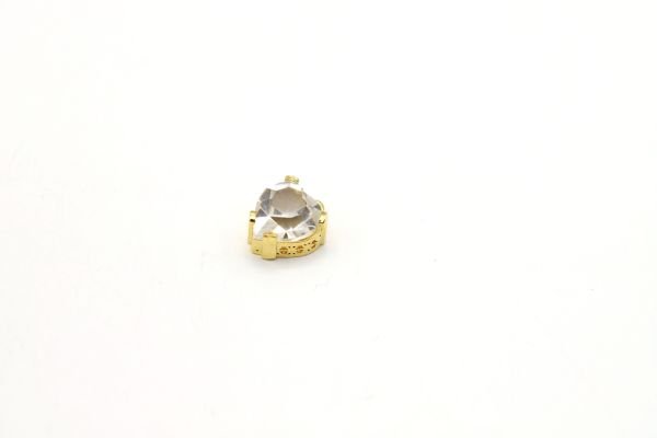 Gold Heart Necklace Charm ・13x11mm Heart Necklace Pendant ・Colorful Diamond Pendant ・Silver Charm