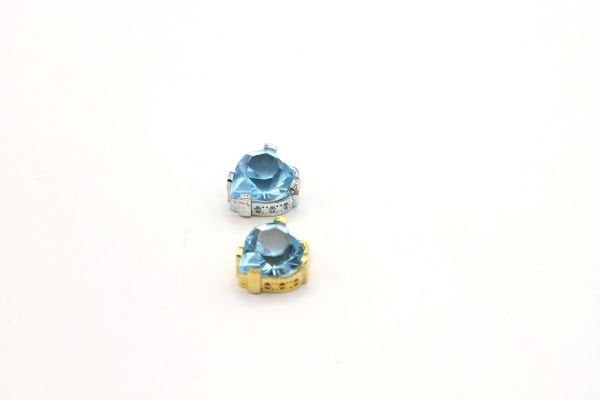 Gold Heart Necklace Charm ・13x11mm Heart Necklace Pendant ・Colorful Diamond Pendant ・Silver Charm