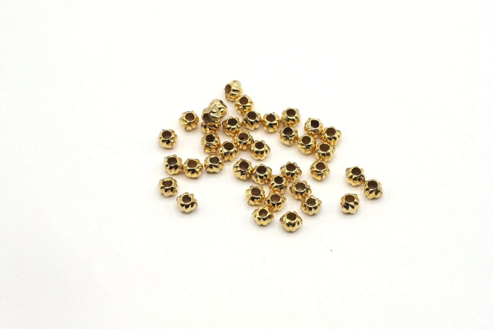 Gold Plated Round Spacer Beads, 4mm-5mm , Necklace Bracelet Bead Findings,  50 Pieces