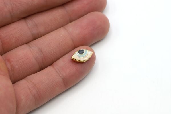 Gold Colored Eye Spacer, 8x13mm Necklace For Bracelet Spacer, Enameled Eye Charm