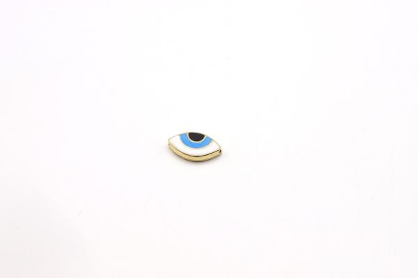 Gold Colored Eye Spacer, 8x13mm Necklace For Bracelet Spacer, Enameled Eye Charm