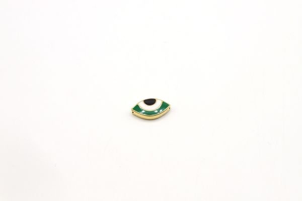 Gold Colored Eye Spacer, 8x13mm Necklace For Bracelet Spacer, Enameled Eye Charm
