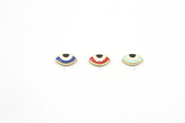 Gold Colored Eye Spacer, 8x13mm Necklace For Bracelet Spacer, Enameled Eye Charm