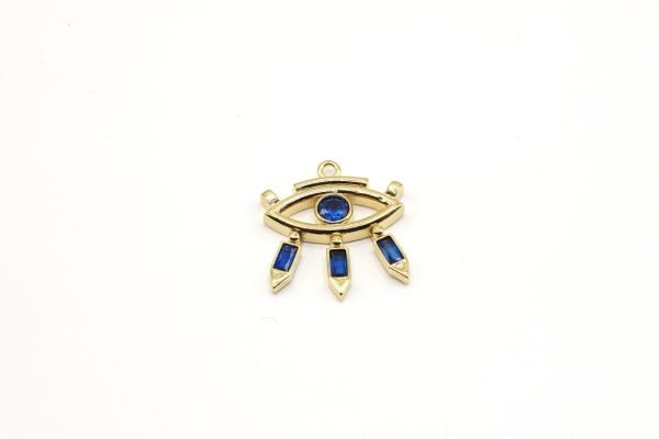 24k Gold Plated Eye Charm, 23x26mm Pendant For Necklace, CZ Micro Pave Eye Charms, Zirconia Eye Charms