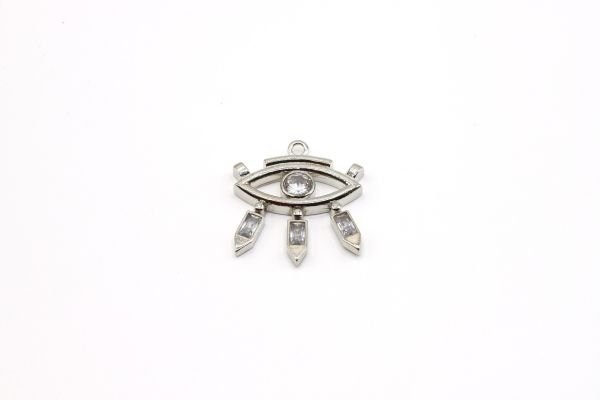 24k Gold Plated Eye Charm, 23x26mm Pendant For Necklace, CZ Micro Pave Eye Charms, Zirconia Eye Charms