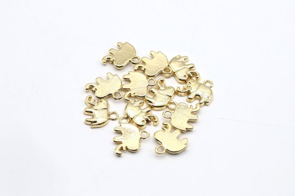 Gold Elephant Charm • 14x15mm • Mini Elephant Charm Pendant, Gold Plated Elephant Jewelry Charm