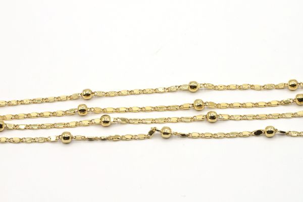 24K Gold Necklace Bulk Ball Chain, 2x4mm Bracelet Chain, Chain for Necklace, Chain For Jewelry