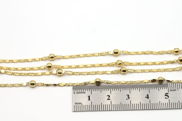 24K Gold Necklace Bulk Ball Chain, 2x4mm Bracelet Chain, Chain for Necklace, Chain For Jewelry