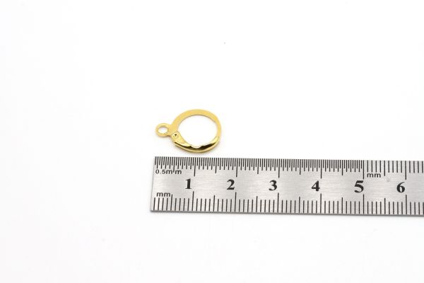 24k Gold Plated Earring, 16x13mm Plain Lever back Findings, Gold Earring Hoops