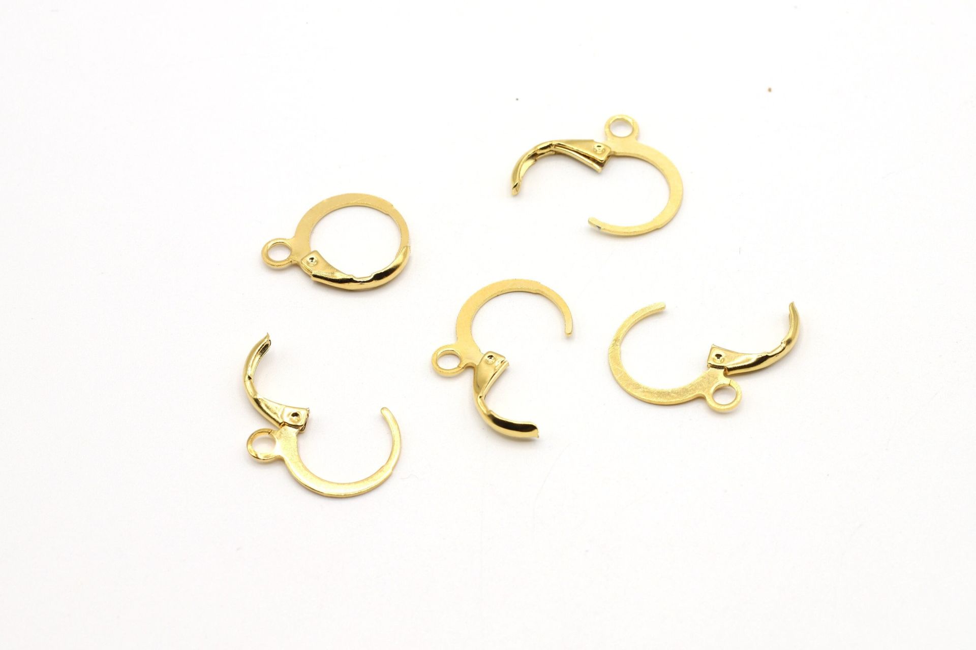 24k Gold Plated Earring, 16x13mm Plain Lever back Findings, Gold Earring Hoops