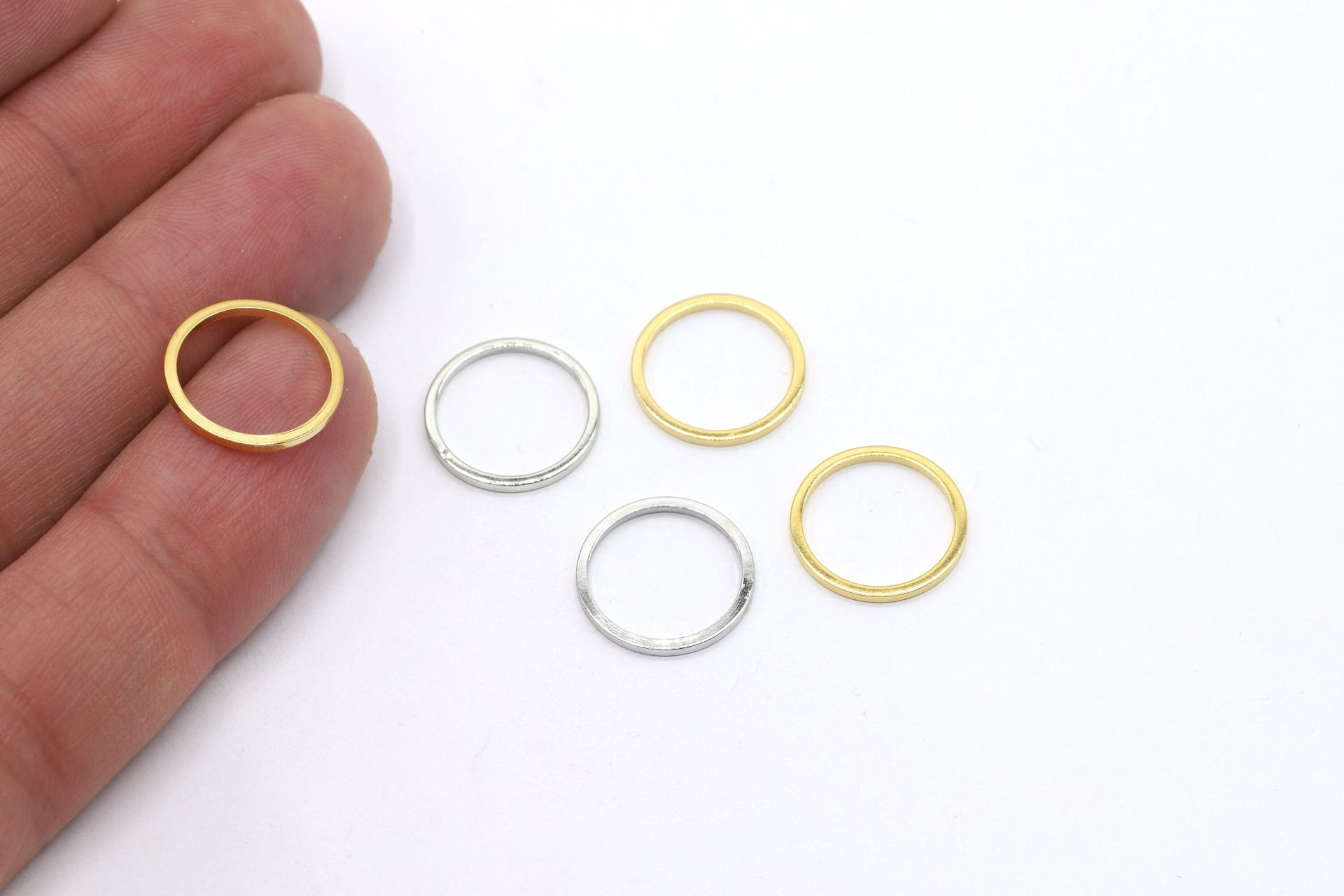 14mm Gold, Silver Closed Ring, Circle Connector, Necklace And Earring Circle- 5 Pieces