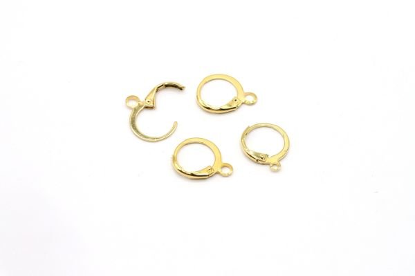 Silver, Gold Earring Finding • 15x13mm • Plain Leverback Findings, Rhodium Earring Hoops