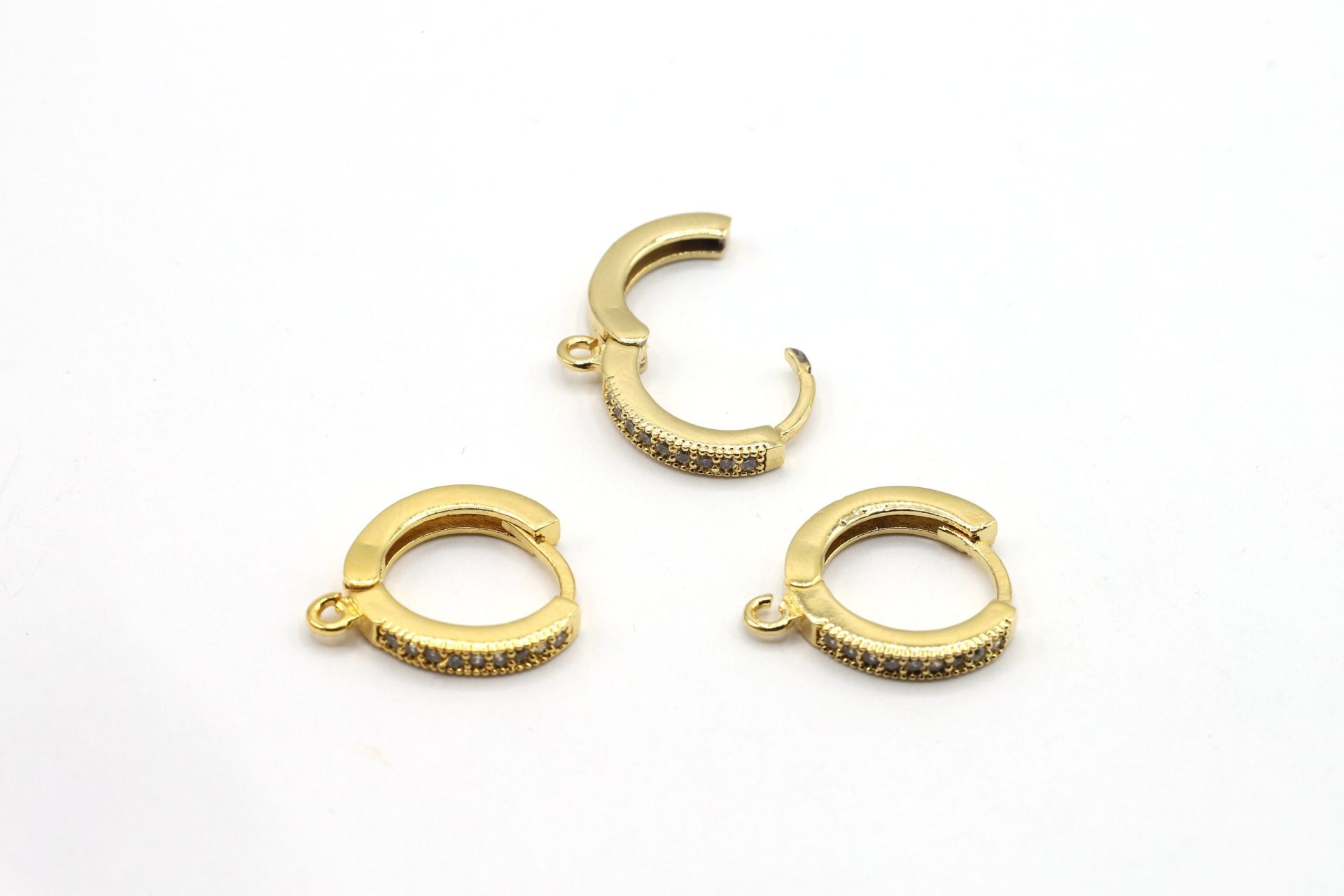 Gold Cz Earring Finding,  Plain Leverback Findings, Gold Earring Hoops,