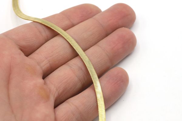 Gold Plated Finished Chain 50-40cm , Snake Back Chain, Ready Chain , Finish Necklace, Chain for Necklace, Snake Necklace