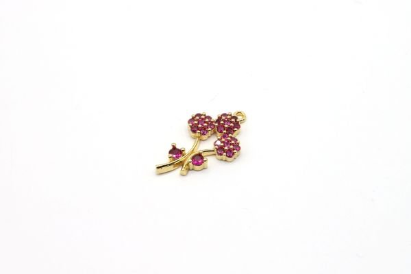 24k Shiny Gold Flowers Charm•15x19mm Gold Flower Pendant•CZ Flower Charms•Zirconia Flower Charms