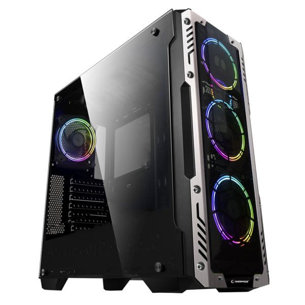 RAMPAGE AZOR, Tempered Glass, 80+Bronze 600W, RGB, GAMING KASA