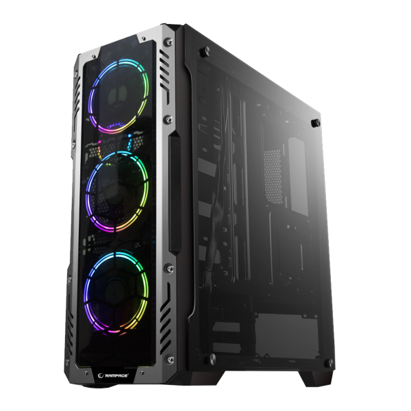 RAMPAGE AZOR, Tempered Glass, 80+Bronze 600W, RGB, GAMING KASA