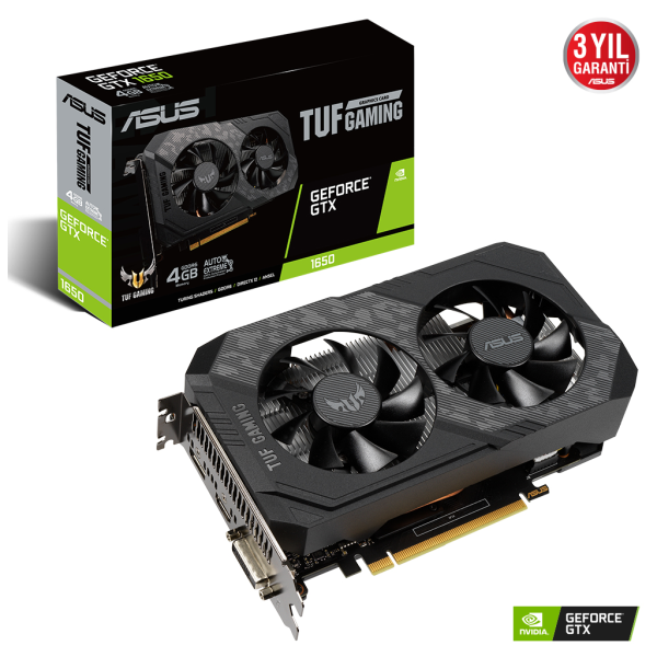 ASUS TUF-GTX1650-4GD6-GAMING, 4Gb, GDDR6, 128Bit, 1xDVI, 1xHDMI, 1xDP GAMING Ekran Kartı