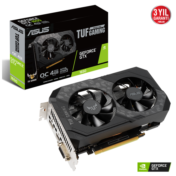 ASUS TUF-GTX1650-O4GD6-P-GAMING, 4Gb, GDDR6, 128Bit, DVI, 1xHDMI, 1xDP GAMING Ekran Kartı