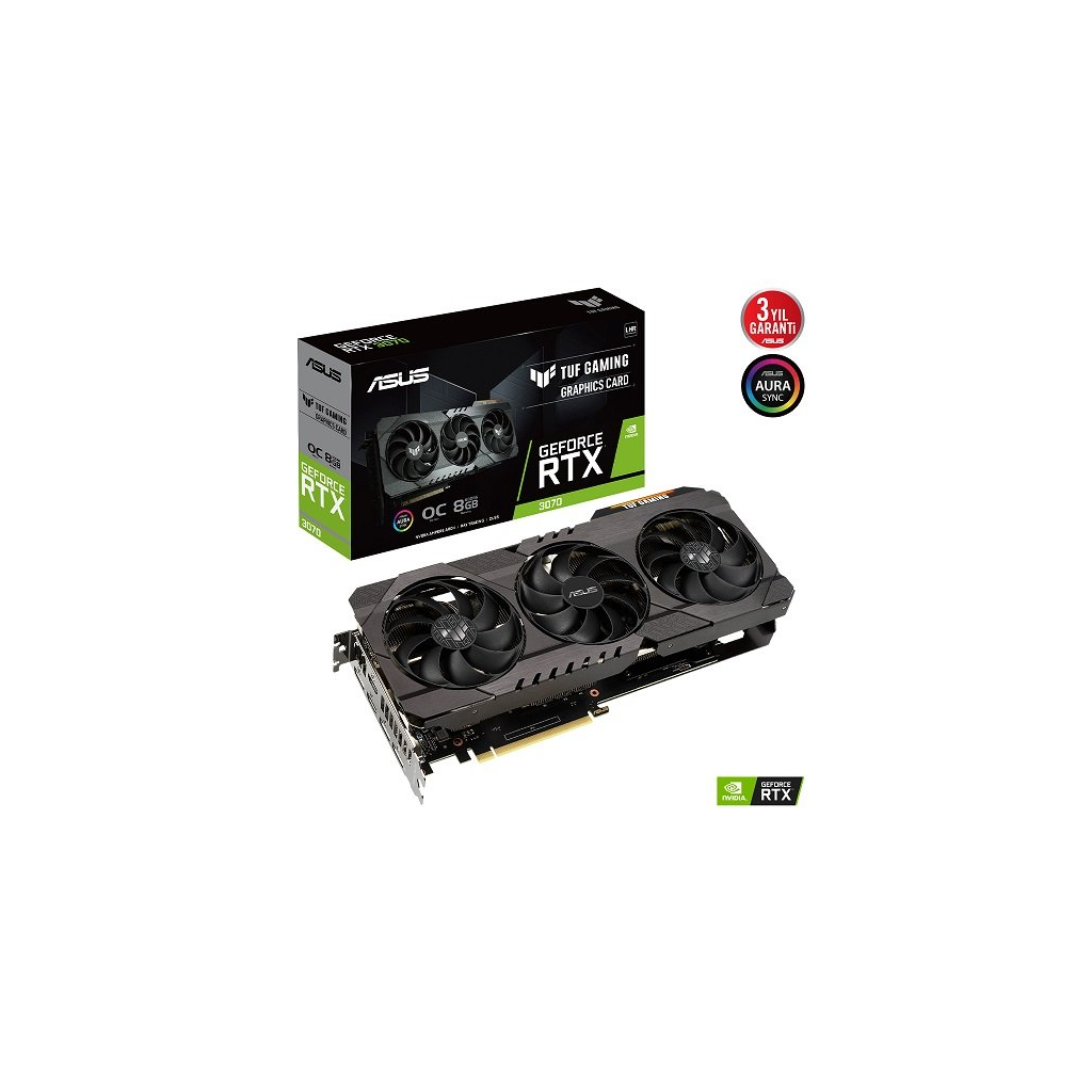 ASUS TUF-RTX3070-O8G-V2-GAMING 8Gb, GDDR6, 256Bit, 2xHDMI, 3xDP GAMING Ekran Kartı