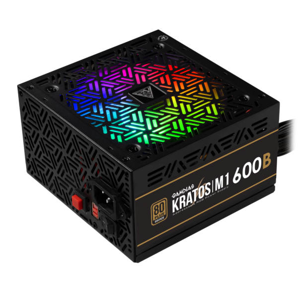 GAMDIAS KRATOS M1-600B, 600W, 80+ Bronze, Aktif PFC, RGB, GAMING PSU (BOX)