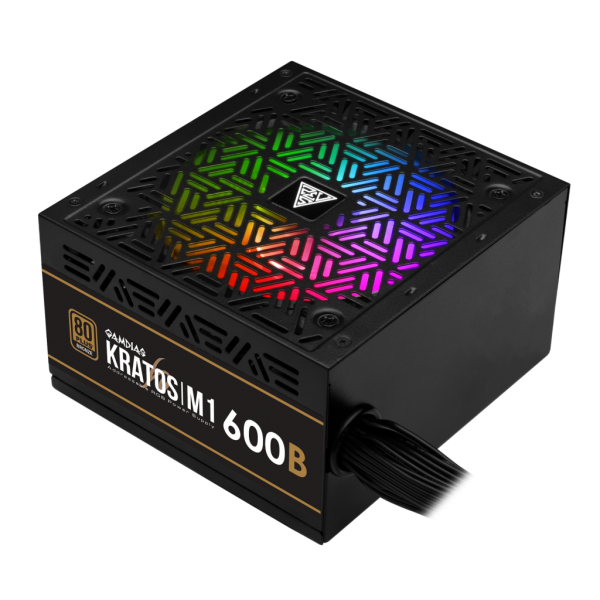 GAMDIAS KRATOS M1-600B, 600W, 80+ Bronze, Aktif PFC, RGB, GAMING PSU (BOX)