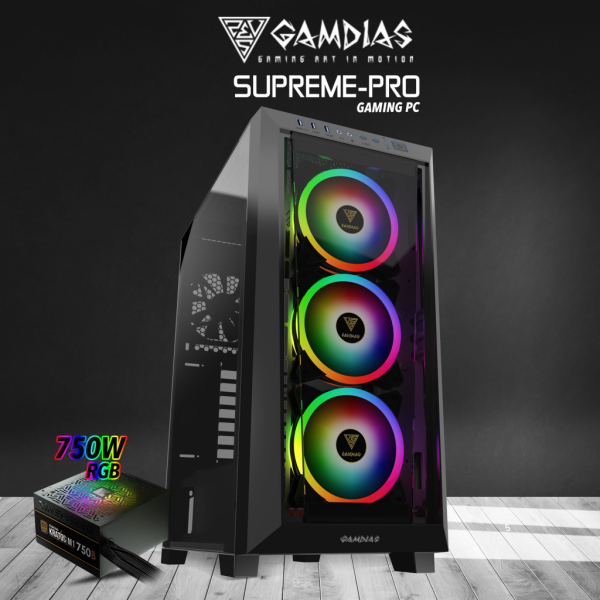 GAMDIAS SUPREME-PRO i7-12700K, 16Gb Ram DDR5, 500Gb NVMe SSD, 24Gb GDDR6X RTX3090 Ekran Kartı, 750W Kasa, Free Dos GAMING PC