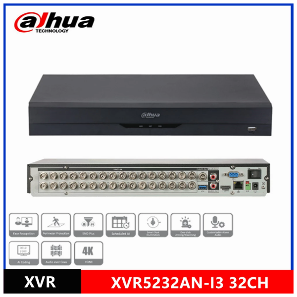 DAHUA XVR5232AN-I3  5Mpix H265+ 32 Kanal Video, 2 HDD, 5in1 DVR Cihazı