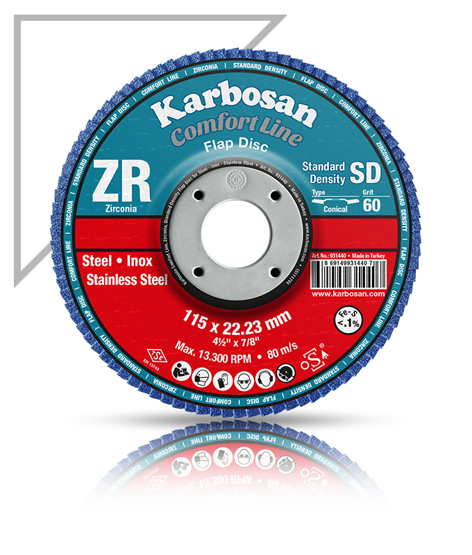 Karbosan Comfort Line ZR (Inox) Düz Flap Disk 115x22.23- 40 Kum