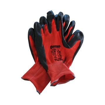 Demir Safety Polyester İplikten Örme ve Nitril Kaplama İş Eldiveni Kırmızı