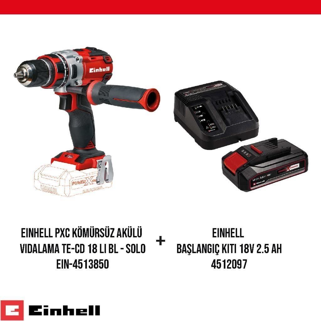 Einhell PXC Kömürsüz Akülü Vidalama ve Başlangıç Kiti Seti