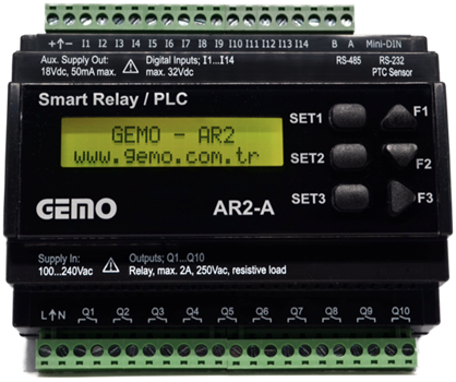 AR2 - A- 24VDC-12D2A-RTC Programlanabilir Akıllı Röle