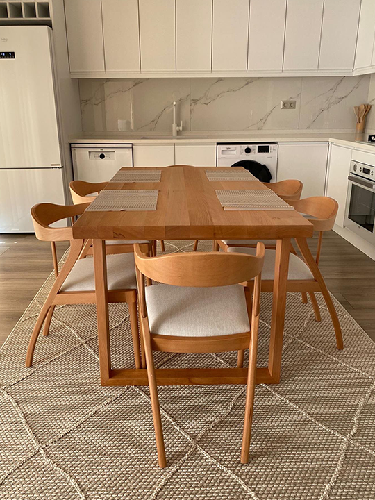 Kütük Tabla U Ayak Masa