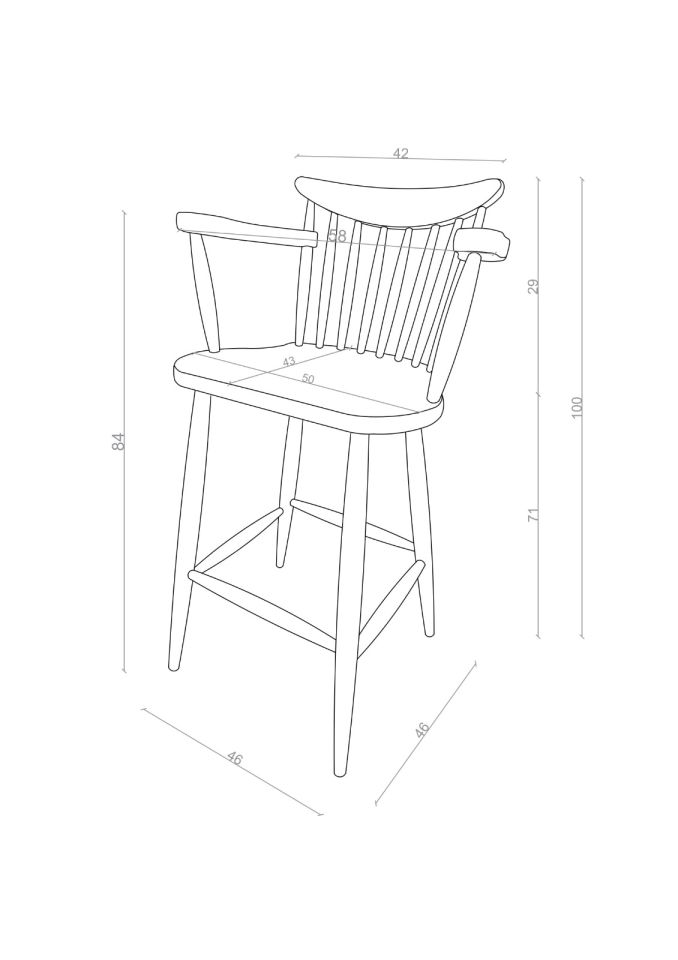 Gitar Kollu Bar Sandalyesi