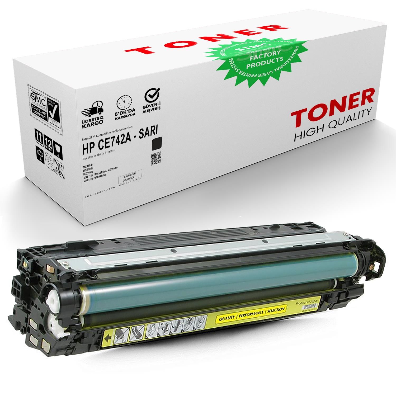 HP CE742A Sarı Muadil Toner /WB/307A/CP5220/CP5225/CP5225N/CP522