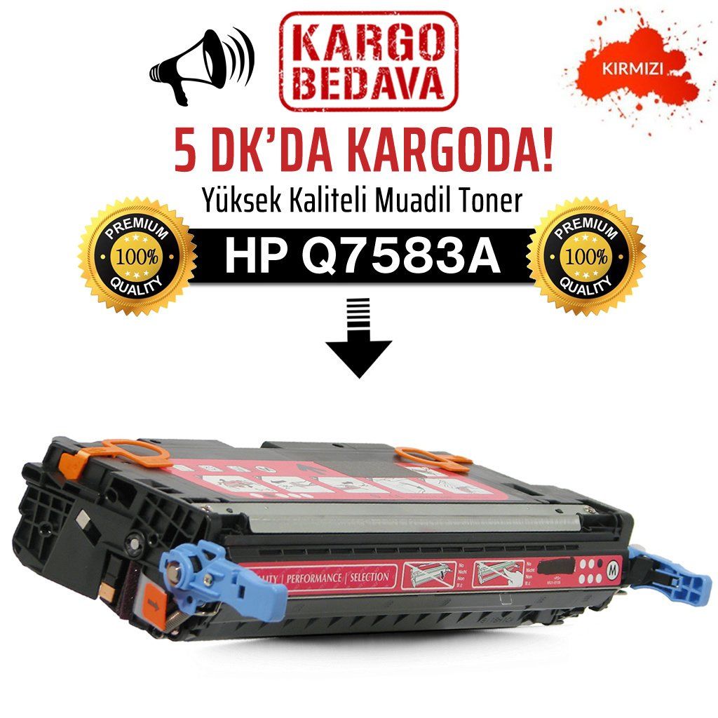 HP Q7583A Kırmızı Muadil Toner /NP/503A/CP3505/CP3505Dn/3800/380