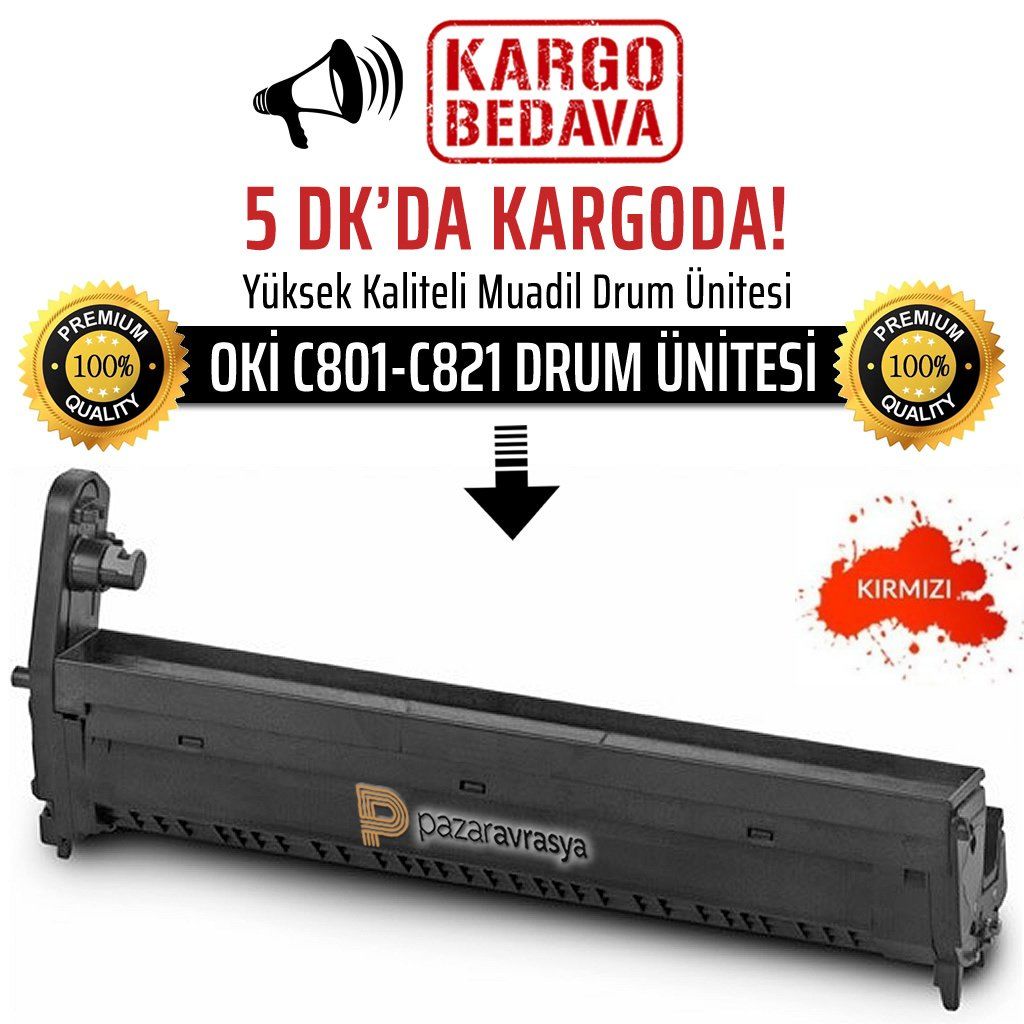 OKI C801/C821 Drum Ünitesi Kırmızı-C801/C810/821/830/C860/C861