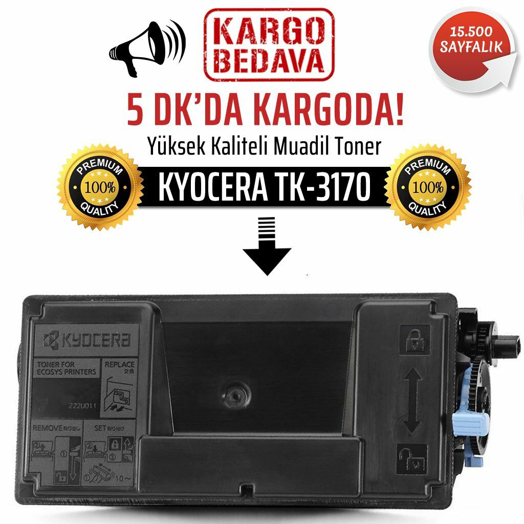 Kyocera TK-3170 Çipli Muadil Toner /NP/ Ecosys P3050dn/P3055dn/P