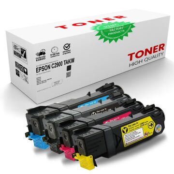 Epson CX29-C2900 Muadil Takım Set Toner /WB/C2900N/C2900DNF/CX29NF/C