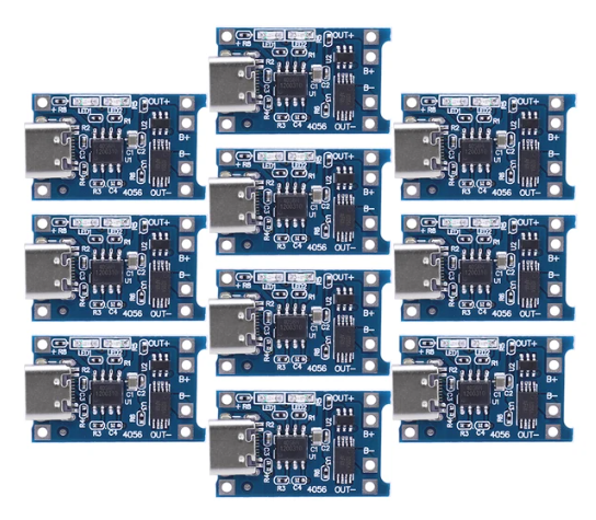 10 Adet TP4056 Type-C 3.7V 18650 Korumalı Lityum Pil Şarj Modülü