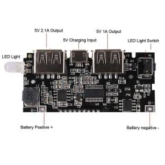 Çift USB Girişli 5V 2.1A Powerbank 18650 Pil Şarj Kartı