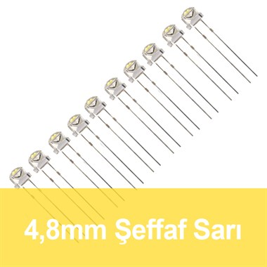 4.8mm Şeffaf Sarı Mantar LED (10 Adet)