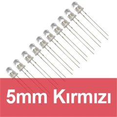 5mm Şeffaf Kırmızı Diyot LED (10 Adet)