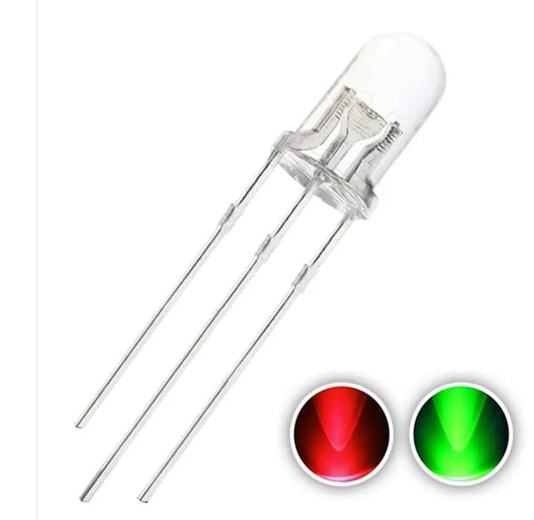 5mm LED 3 Pin Yeşil  Kırmızı Ortak Anot Çift Renkli Şeffaf HQG509R YG4C